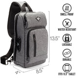 Erozul Equinox Smell Proof Crossbody Sling Bag With Combination Lock - Gray